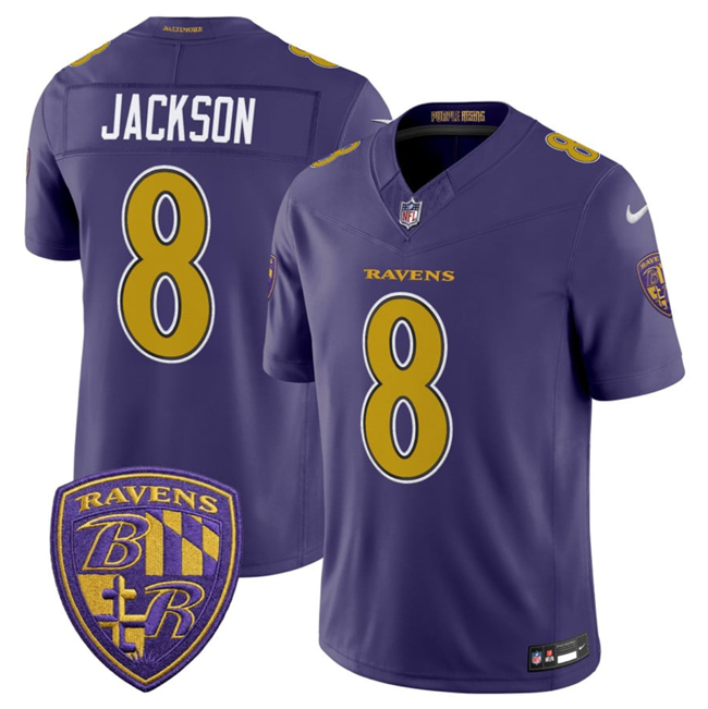 Men's Baltimore Ravens #8 Lamar Jackson Purple 2026 F.U.S.E. Alternate Vapor Stitched Limited Football Jersey